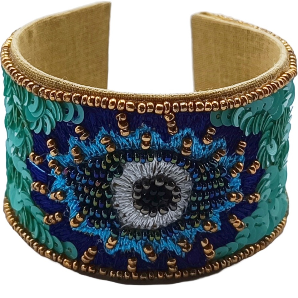 Handcrafted Beaded Protective Eye Bracelet /Cuff Made in Greece